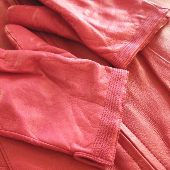 JL Studio Vintage Leather Moto Jacket in Hot Pink w/Matching Gloves, Sz 14W, EUC - Picture 4 of 14